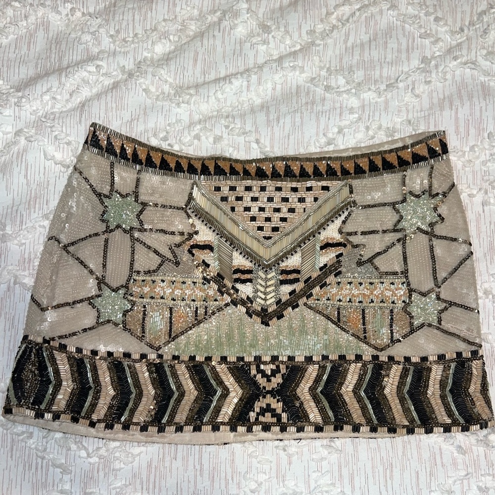 Vintage All Saints hand-embellished Newaz mini skirt- in Postachio